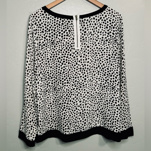 Ann Taylor Blouse Sheath Dalmatian Printed Black/White Exposed Zip Medium NEW - Picture 5 of 15